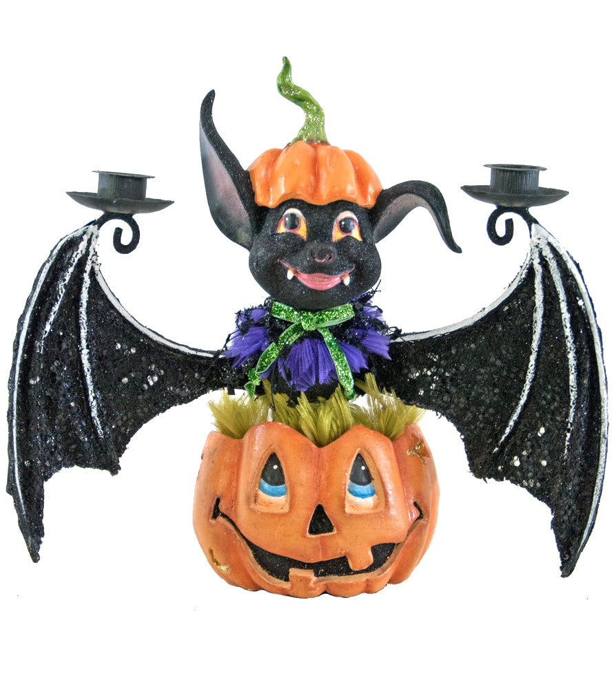 Katherine's Collection Pumpkin Patch Bat Candle Holder