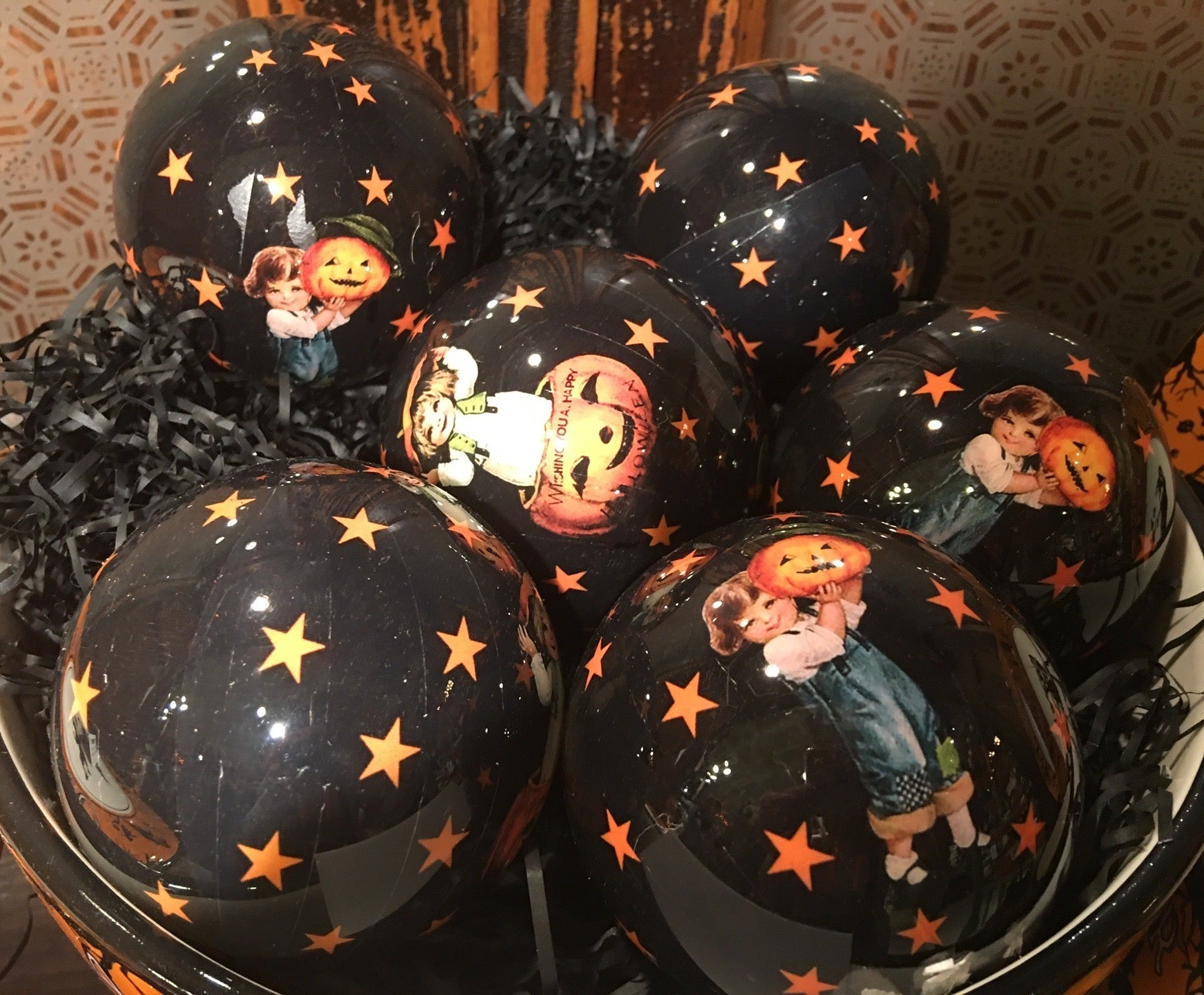 Vintage Halloween Children Lacquer Balls