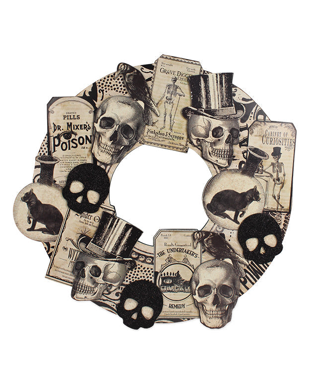 Black & White Vintage Apothecary Diecut Wreath