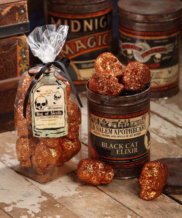 Bag of Orange Glittered Skulls