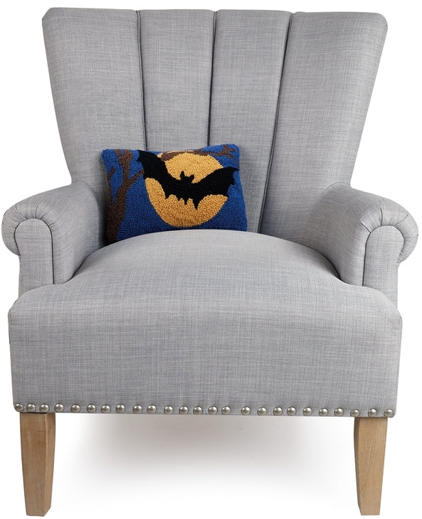 Full Moon Bat Hooked Pillow