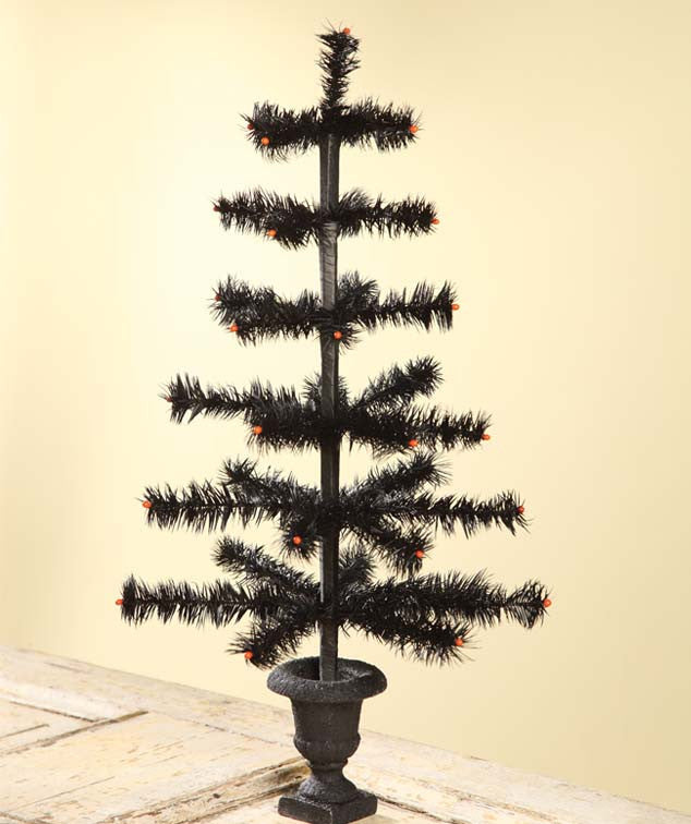 Black Feather Tree in Urn