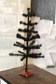 "Black Feather Tree with Aged Copper Cast Iron Base - 24"""