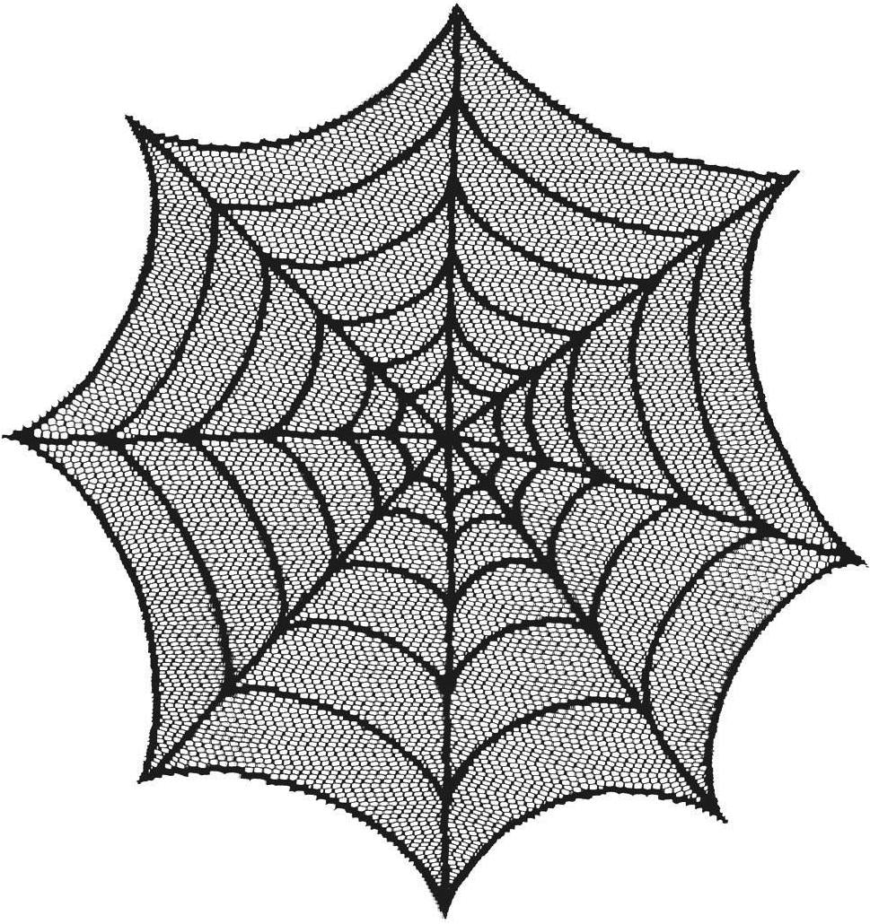 "Black Lace Spider Web Table Topper - 20"""