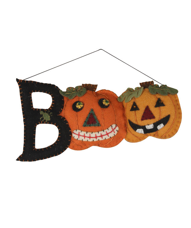 Felt Boo Applique Ornament with Pumpkins
