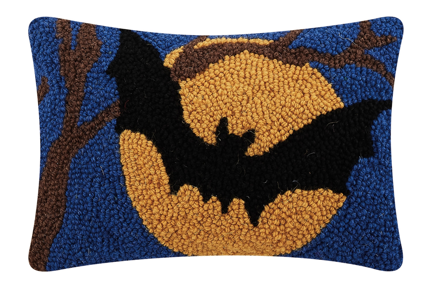 Full Moon Bat Hooked Pillow