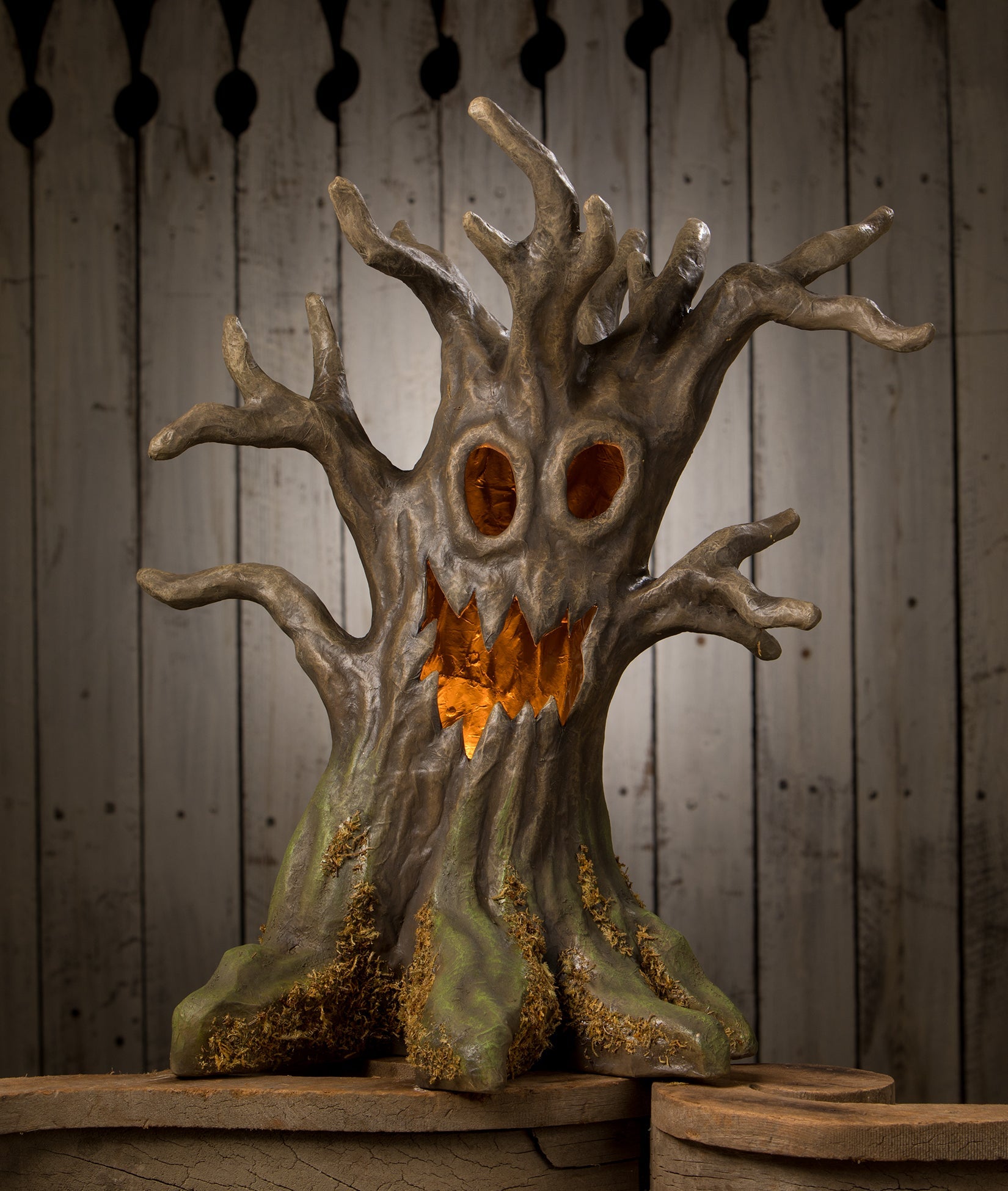 "Happy Haunting Tree, Paper Mache"