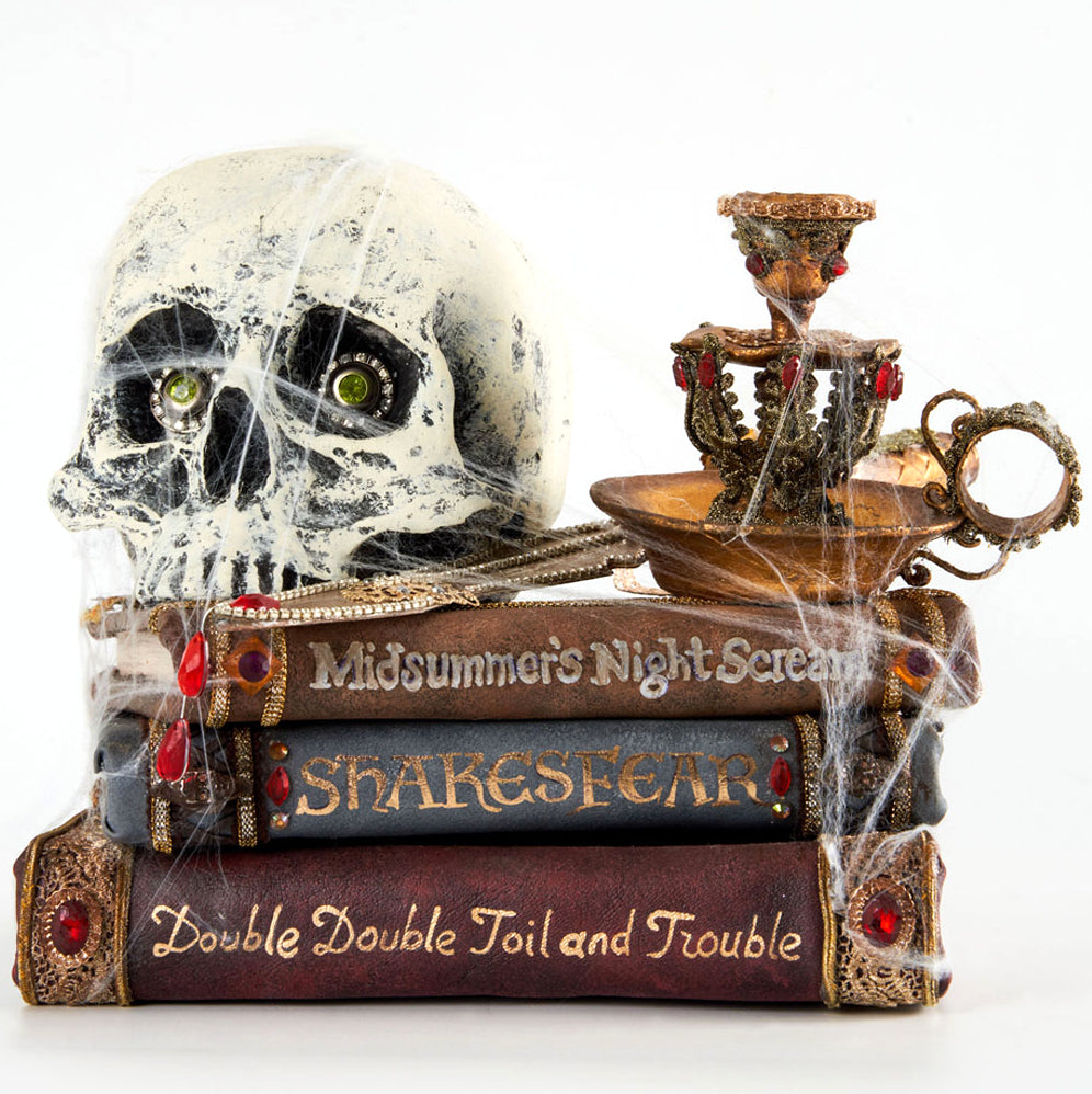 Katherine's Collection Lady MacDeath Bookstack with Skull