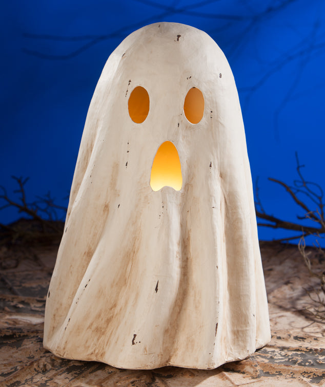 "Large Ghost Luminary, Paper Mache"