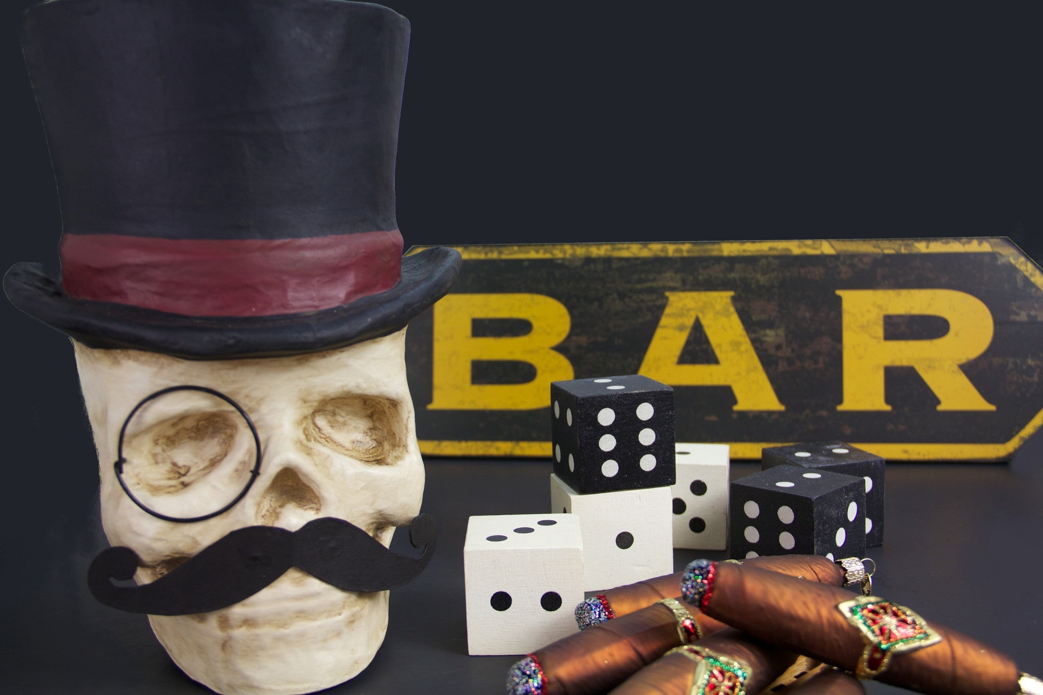 Top Hat Skull with Monocle & Mustache Candy Bucket