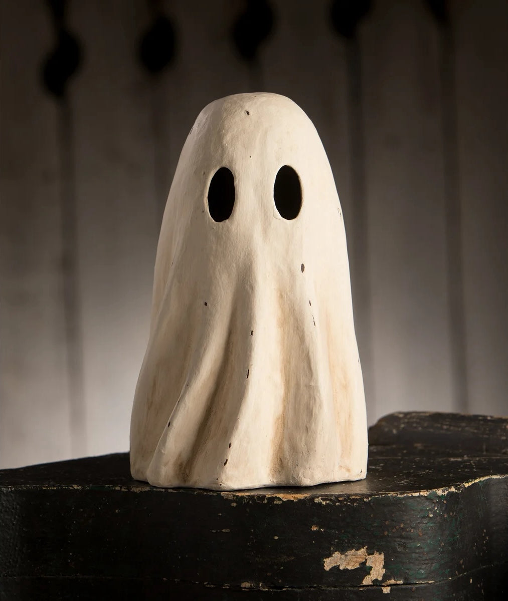 "Tall Ghost Luminary, Paper Mache"