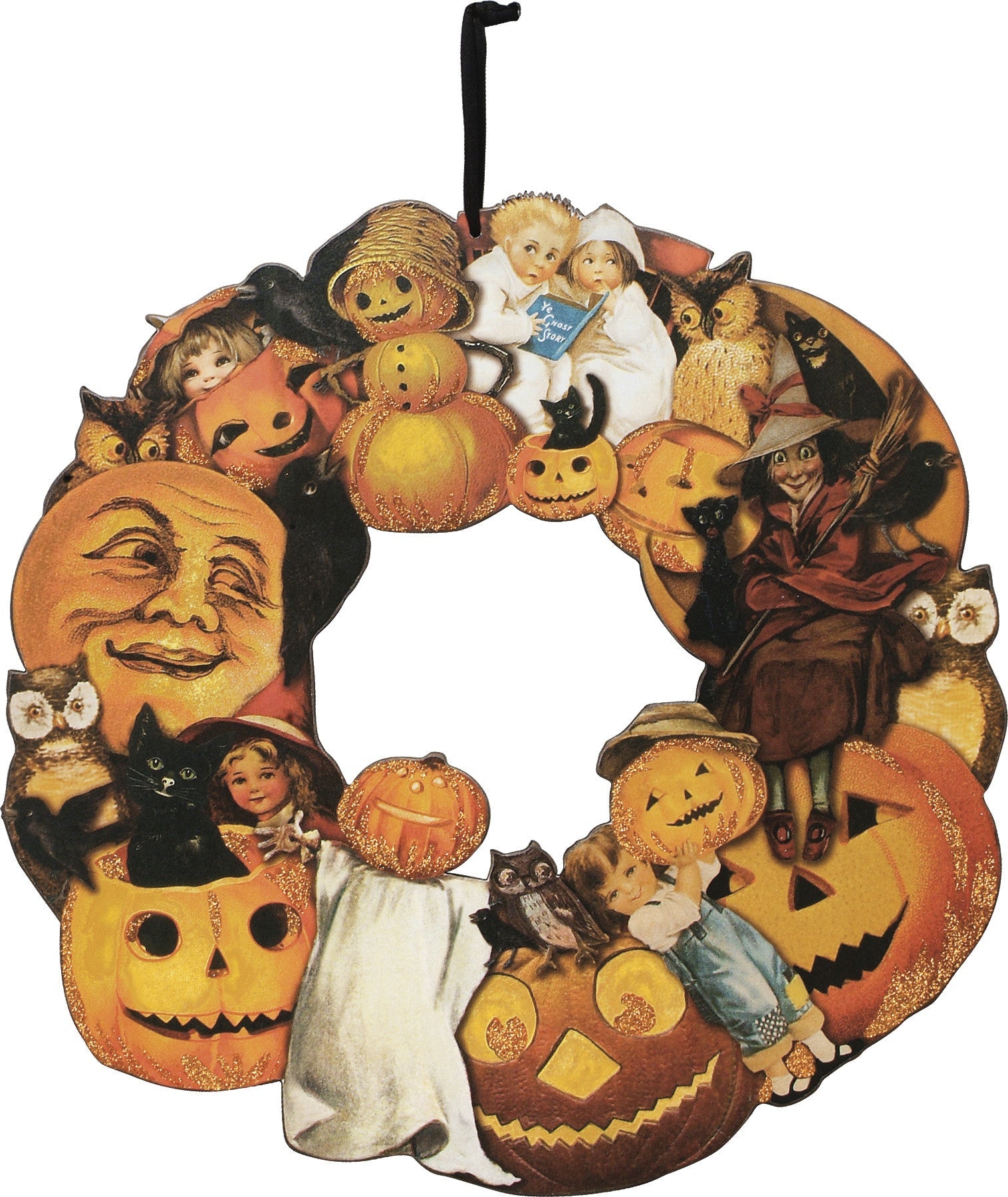 Vintage Halloween Collage Wreath