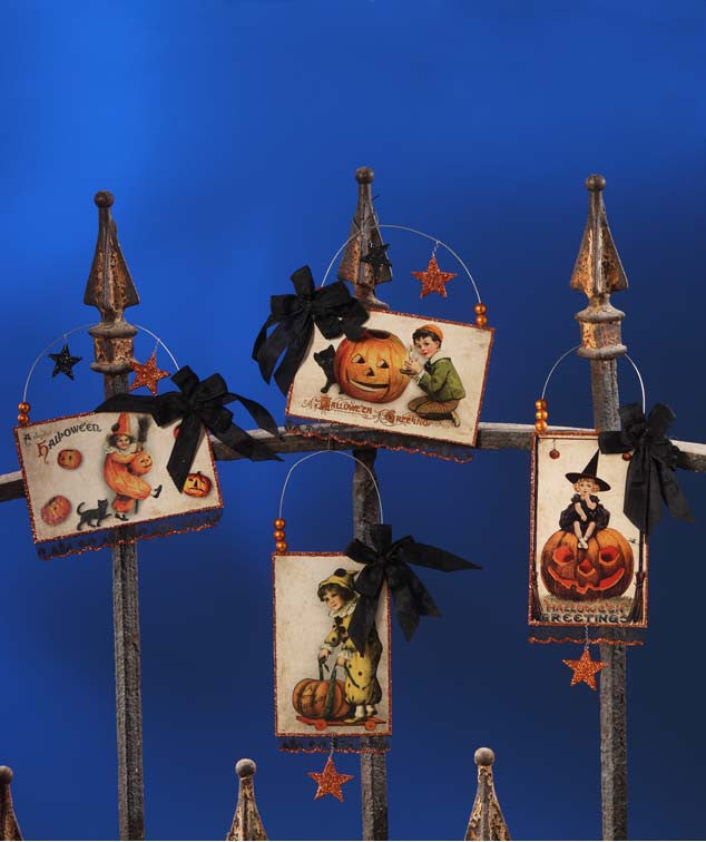 Vintage Halloween Postcard Ornaments